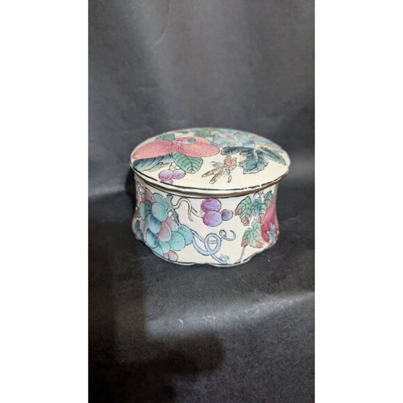 Andrea By Sadek Decorative Porcelain Trinket Box With Fruit Design  jewelry - Picture 6 of 8